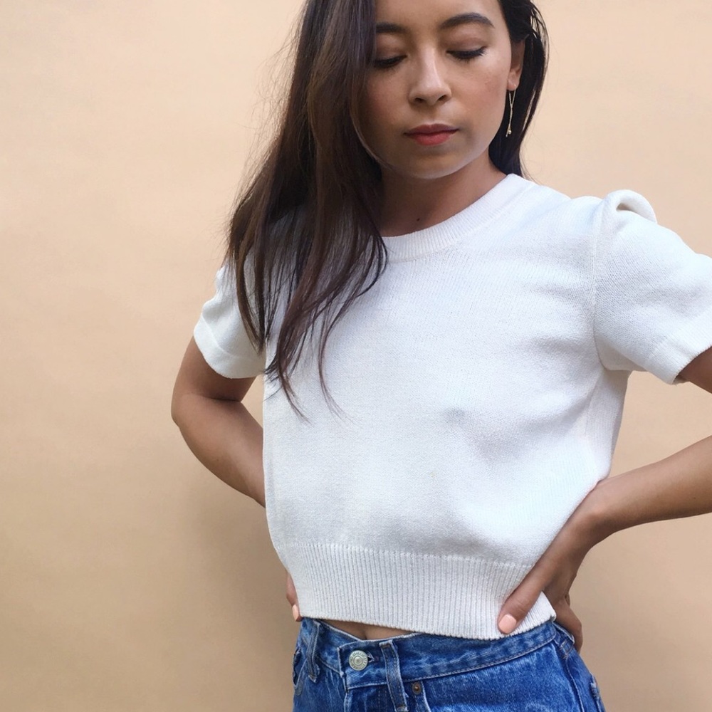 Vintage Crean Knit Cropped Sweater